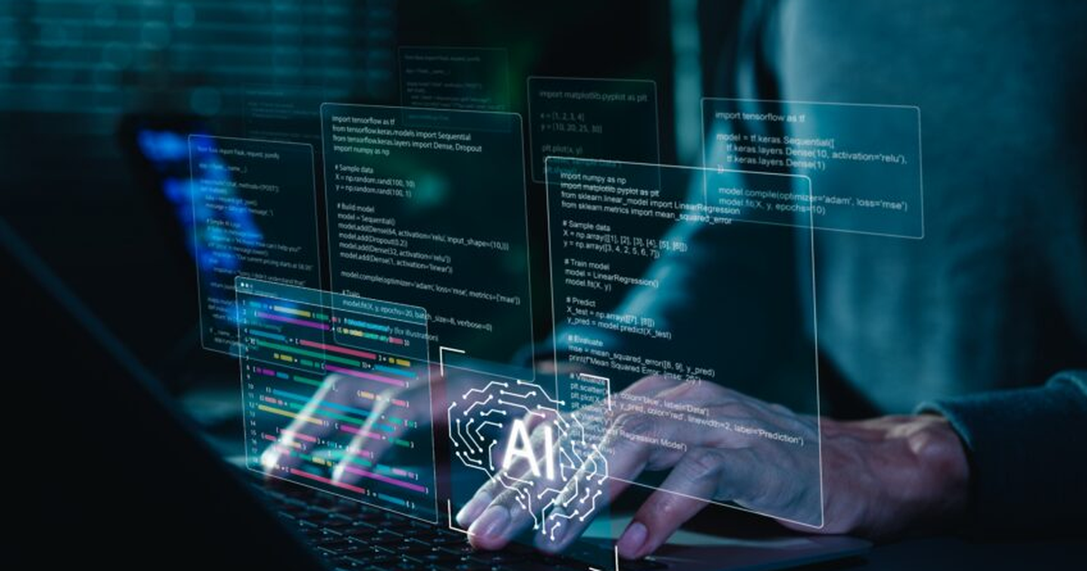 Developer working with code and AI tools